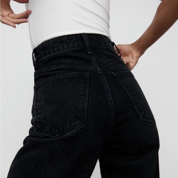 Zara Cropped Frayed Hem Denim Black Size 0 NWT - Picture 2 of 7